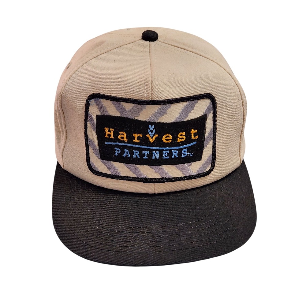 Harvest Partners Men's Beige‎ Black Flat Brim Snapback Baseball Cap Hat